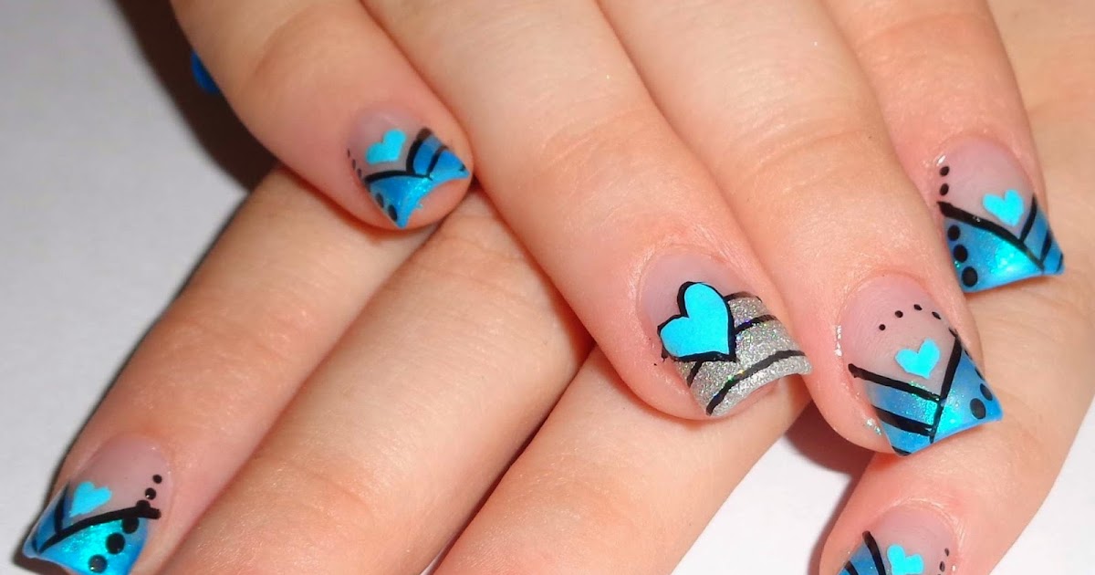 Love4nailart Sweet Blue Heart Nail Art Design Idea