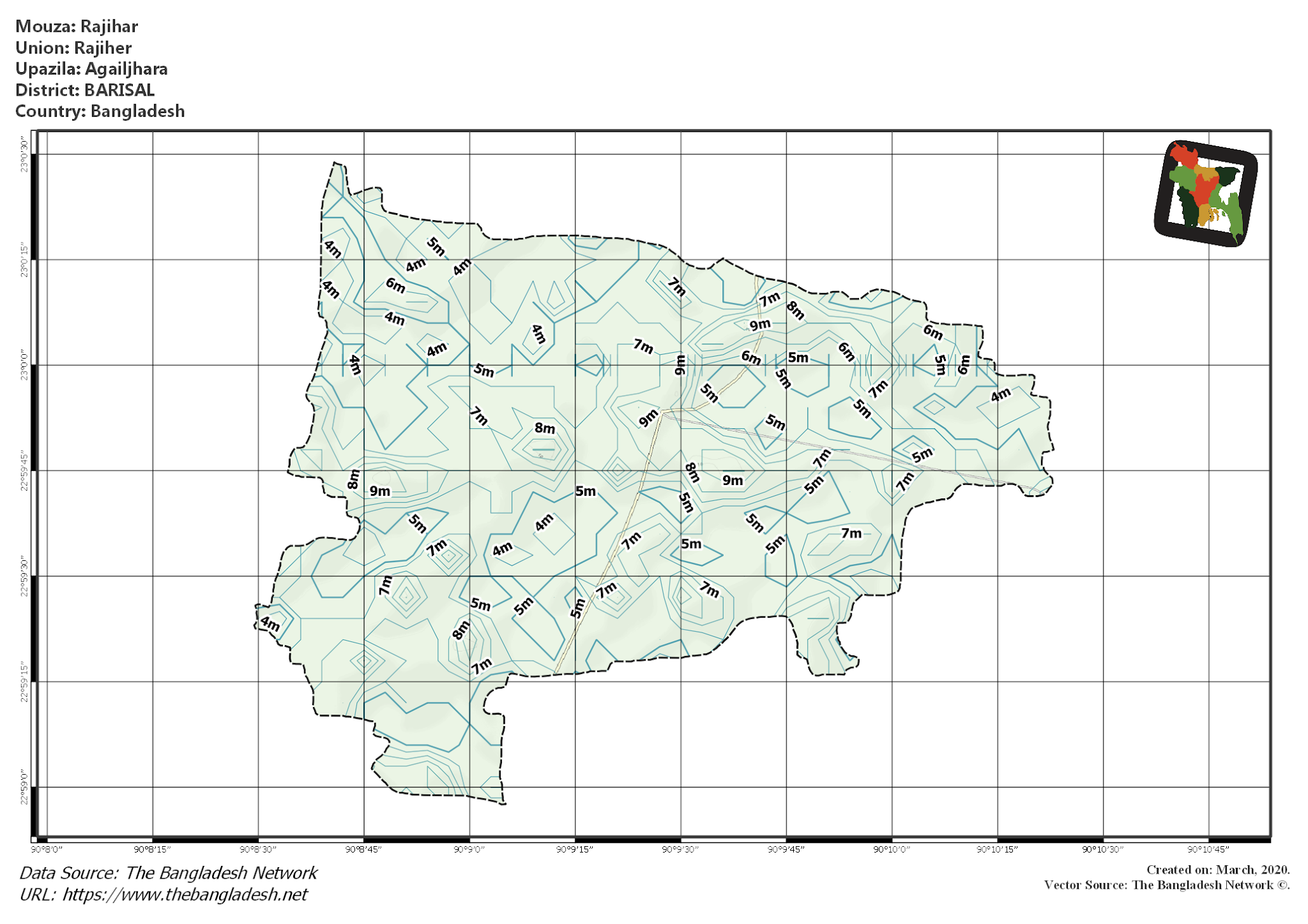 Map of Rajihar Mouza of Agailjhara Upazila, BARISAL Map of Rajihar Mouza of Agailjhara Upazila, BARISAL, Bangladesh.