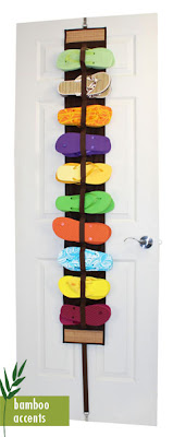 flip flop rack mounted on the back of a door