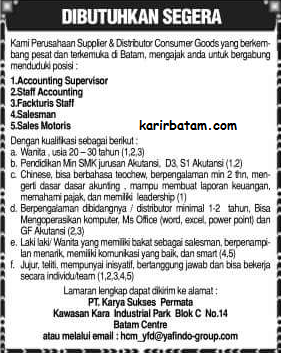 Lowongan Kerja Pt Karya Sukses Permata Lowongan Kerja Batam 2021