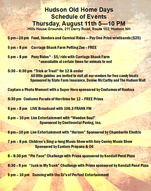 Hudson NH Old Home Days Tons of FREE events and activities!