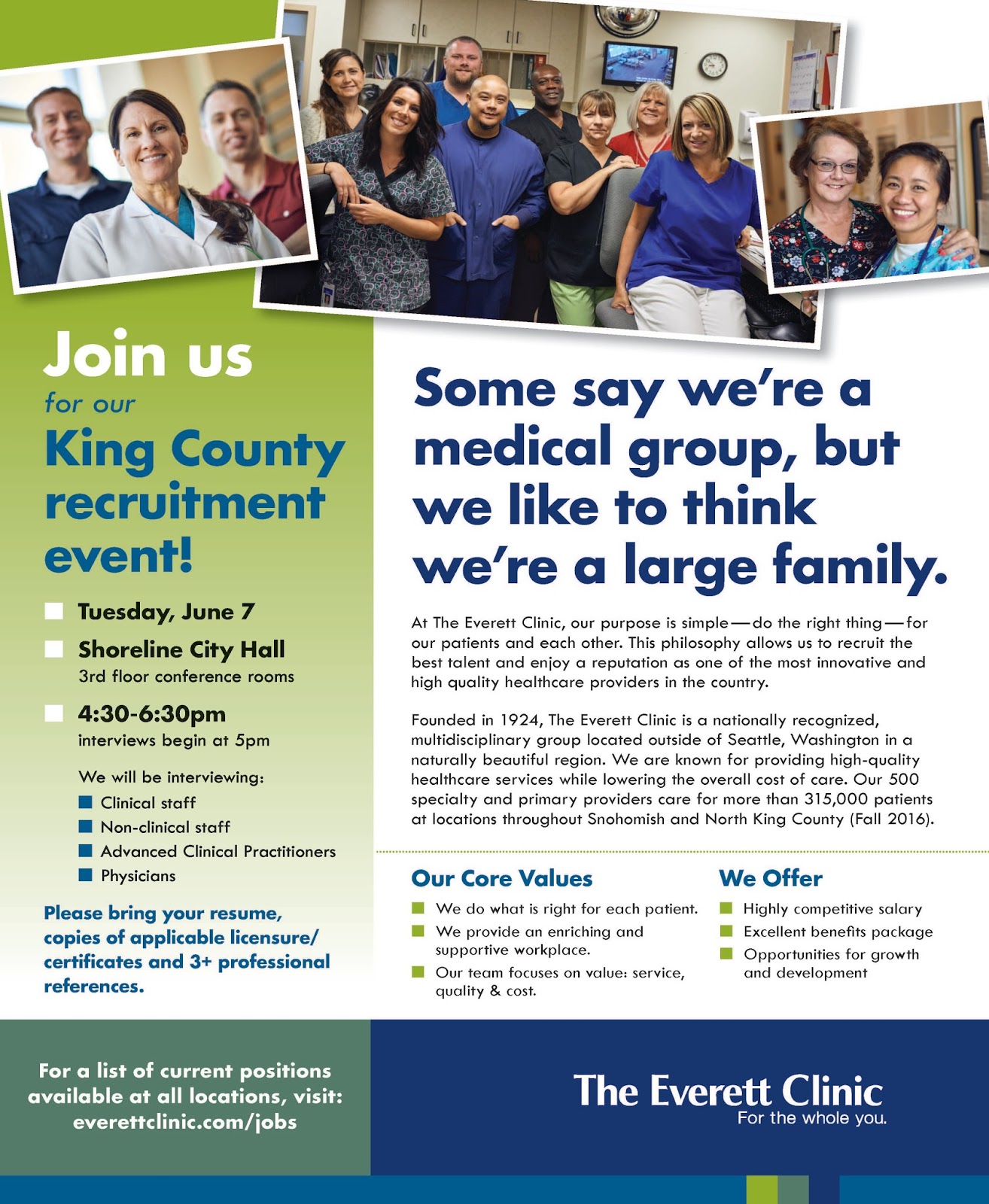 Shoreline Area News Everett Clinic hiring event Tuesday, June 7 at