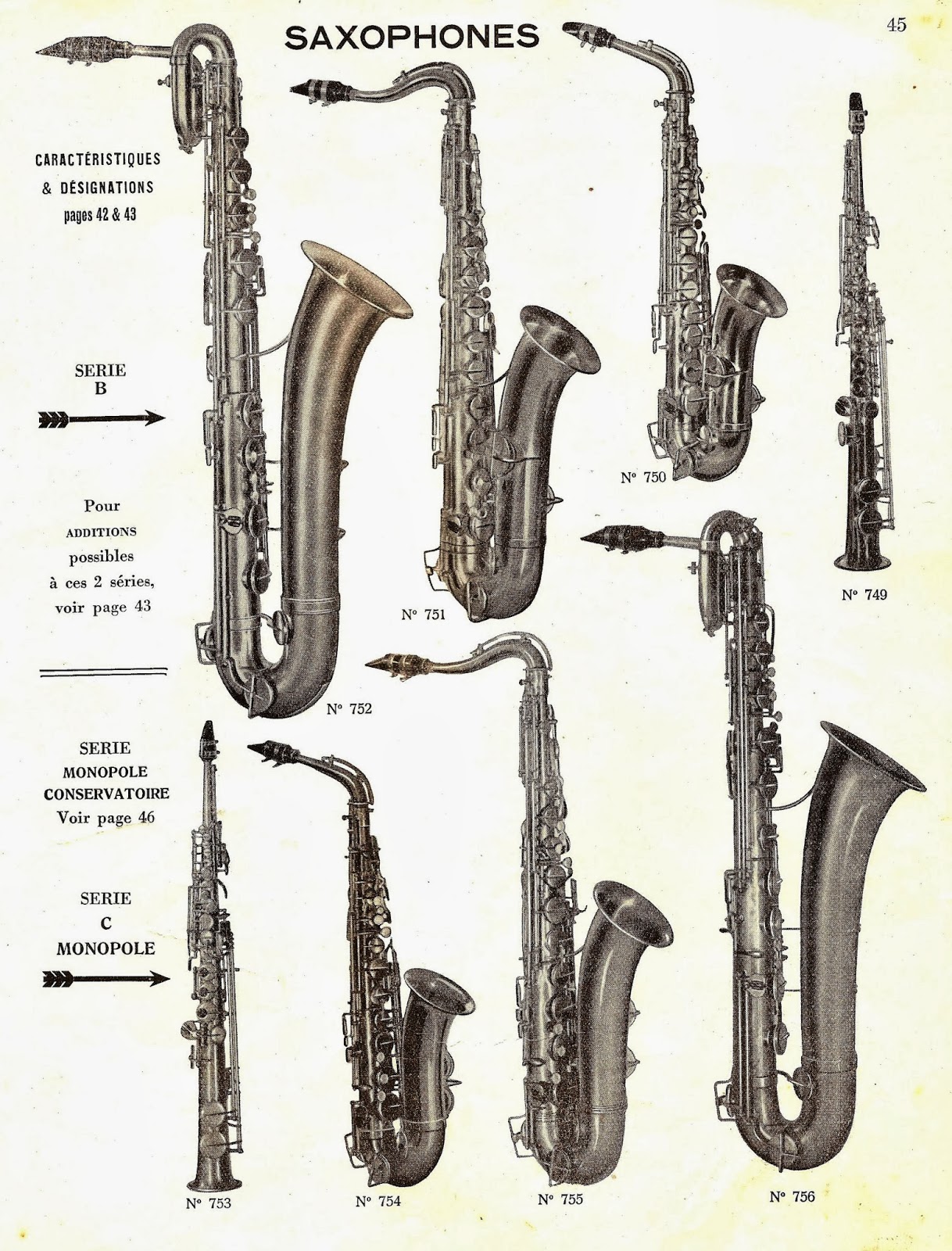 Archives Musique, Facteurs, Marchands, Luthiers. Saxophones COUESNON