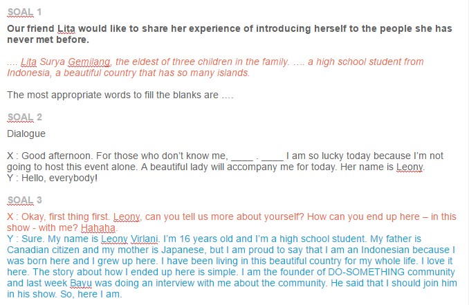 Contoh Soal Dialogue And Monologue About Introduction Ezy Blog