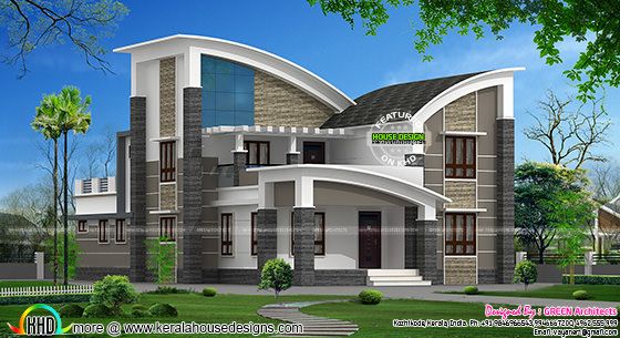 Modern style curved roof villa
