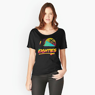 I Love Eighties Miami Sunset and Triangle T-shirt Ladies