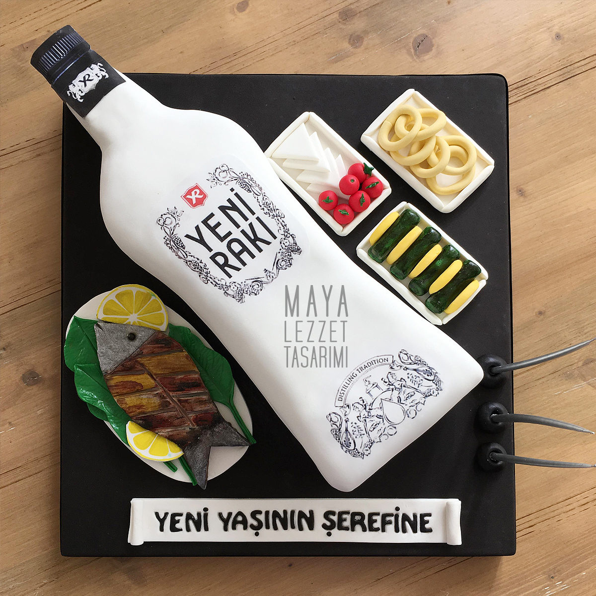 Maya Lezzet Tasarımı RAKI PASTA 3D RAKI PASTA YENİ RAKI PASTASI
