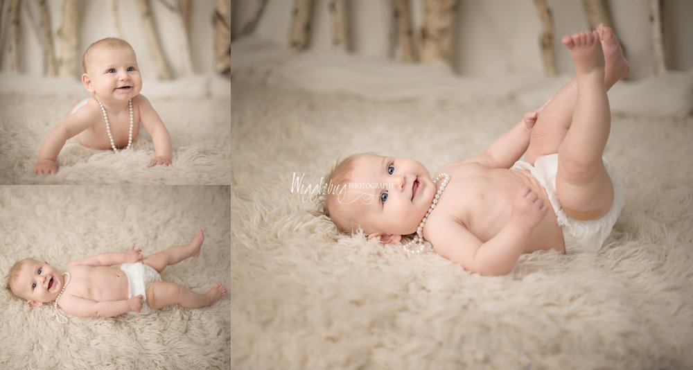 4 month old baby girl milestone session by DeKalb, IL Newborn and Family Photographer
