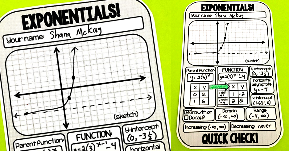 Scaffolded Math and Science: Exponential Functions Quick Check and Warm ...