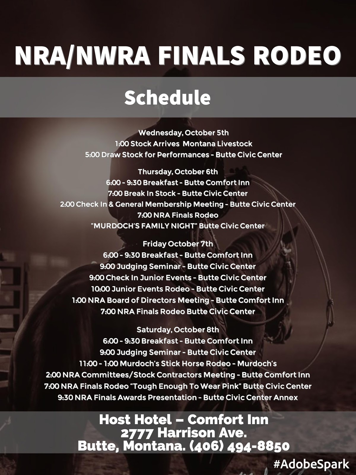 Northern Rodeo Association 2016 NRA Finals Schedule