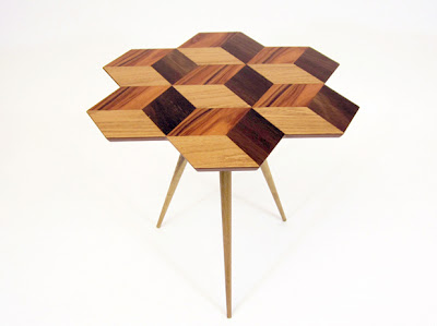 The CUBE Collection W Rosewood and Oak table