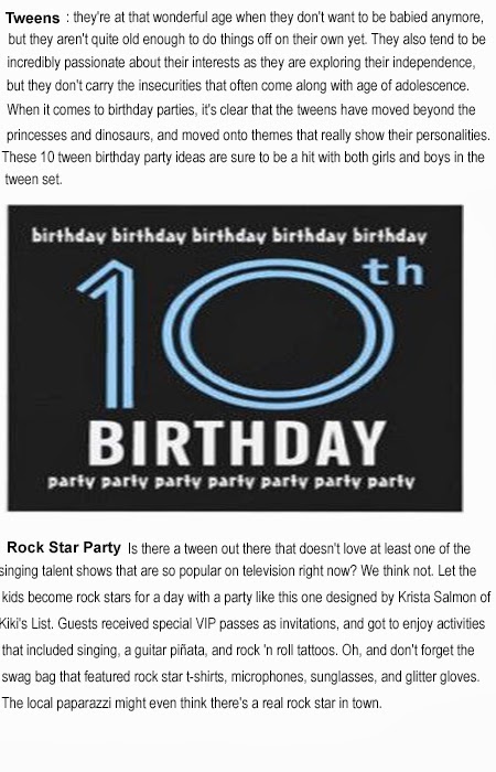 10 year old birthday party ideas