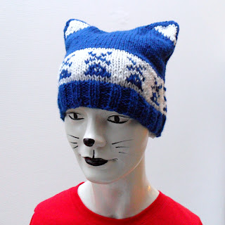 PDF Knitting Pattern Four Cornered Cat Hat by FullFlowerMoon