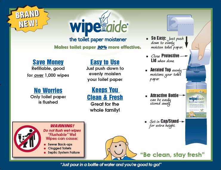 Wipe Aide Great for potty training. Alternative to wet wipes. Wipe