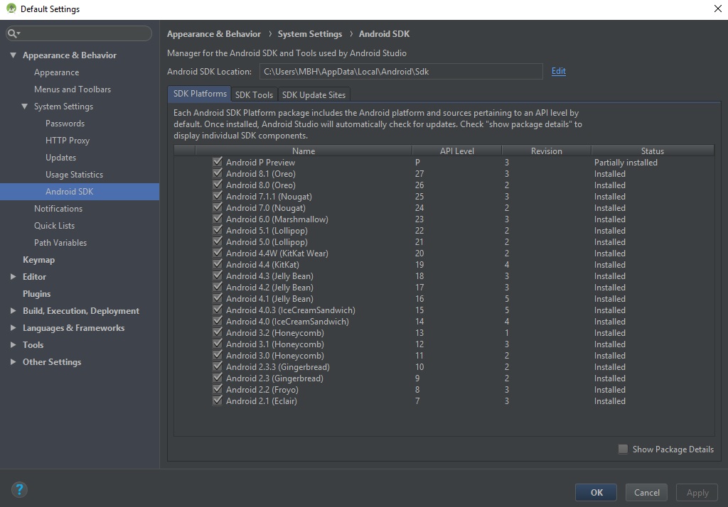 android studio install sdk manager android studio install sdk manager