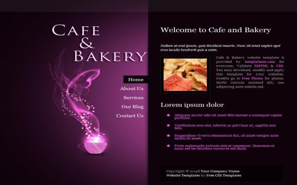 Free Purple Black Portfolio CSS Website Template