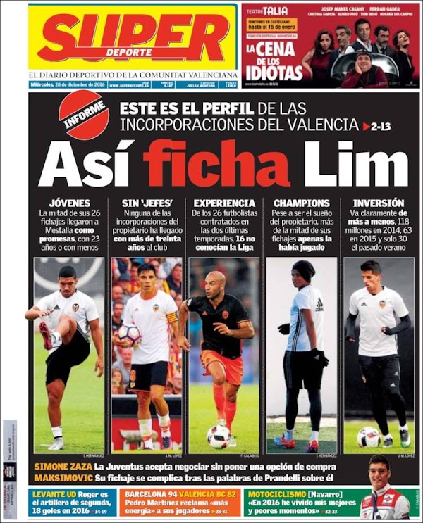 Las portadas de la prensa deportiva (29/12/2016)
