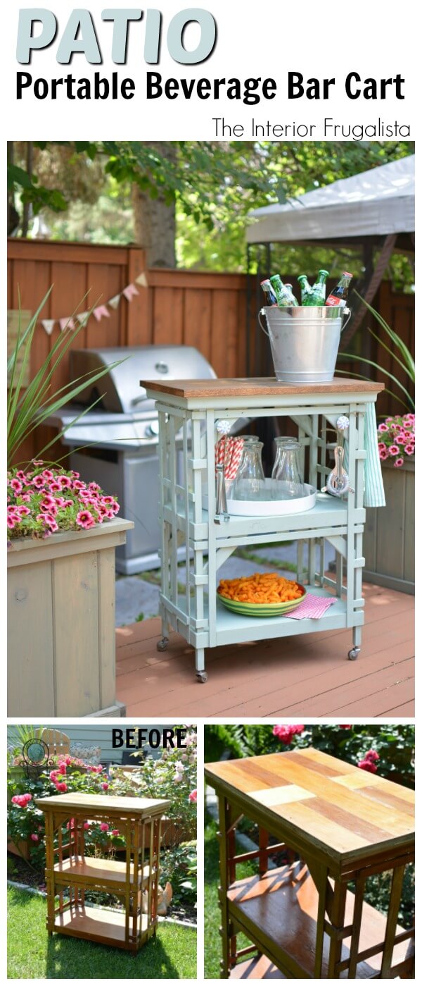 Portable Outdoor Beverage Cart From A Repurposed Shelf The