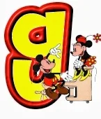 Lindo alfabeto de Mickey y Minnie tocando el piano G.