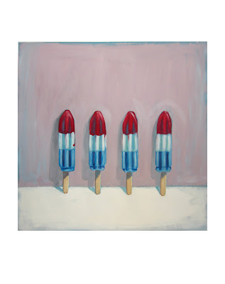 painting of four rocket popsicles in a row