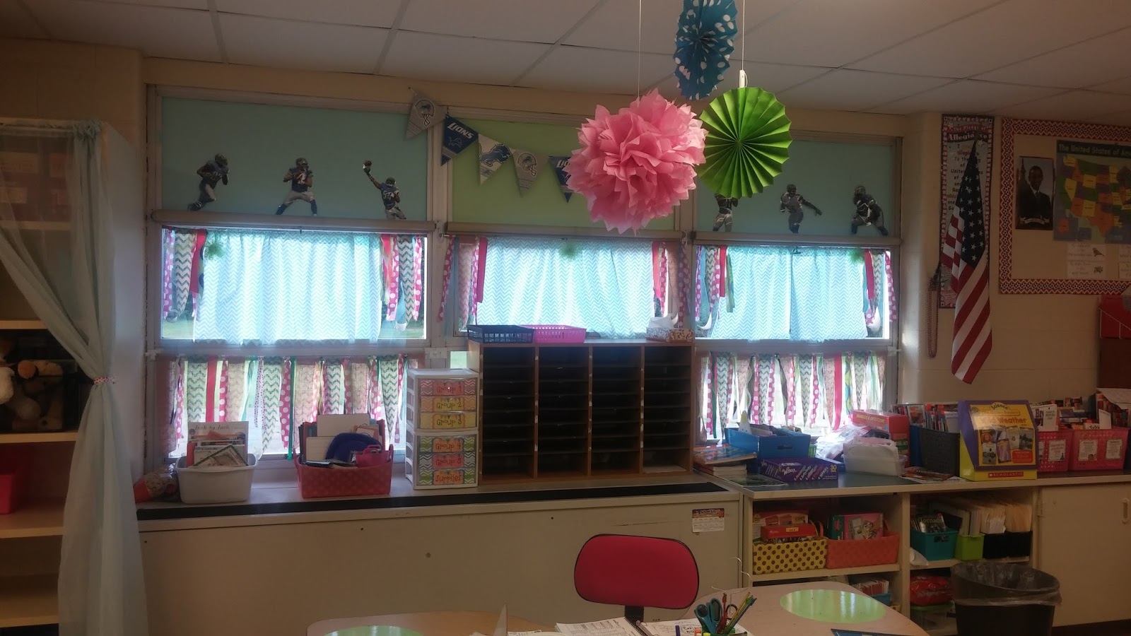 to the UNIcorner Cheap NoSew Classroom Curtains {They're