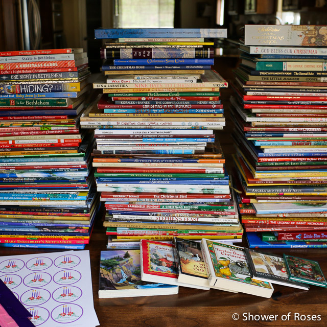 Shower of Roses Our 2016 Advent Book Basket and Printable Labels {Plus