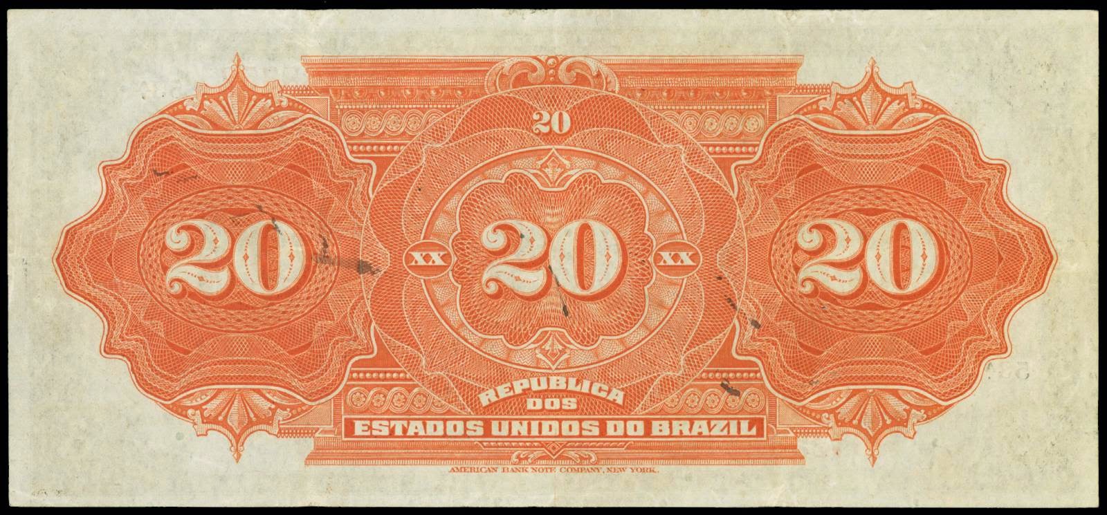 Brazil banknotes, Brazil paper money, Cédulas Brasileiras 20 Mil Reis