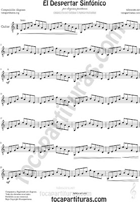  Guitarra Partitura de El Despertar Sinfónico Sheet Music for Guitar Music Scores y Cuarteto de Cuerdas o Pequeña Orquesta de Cuerdas, piano y guitarra