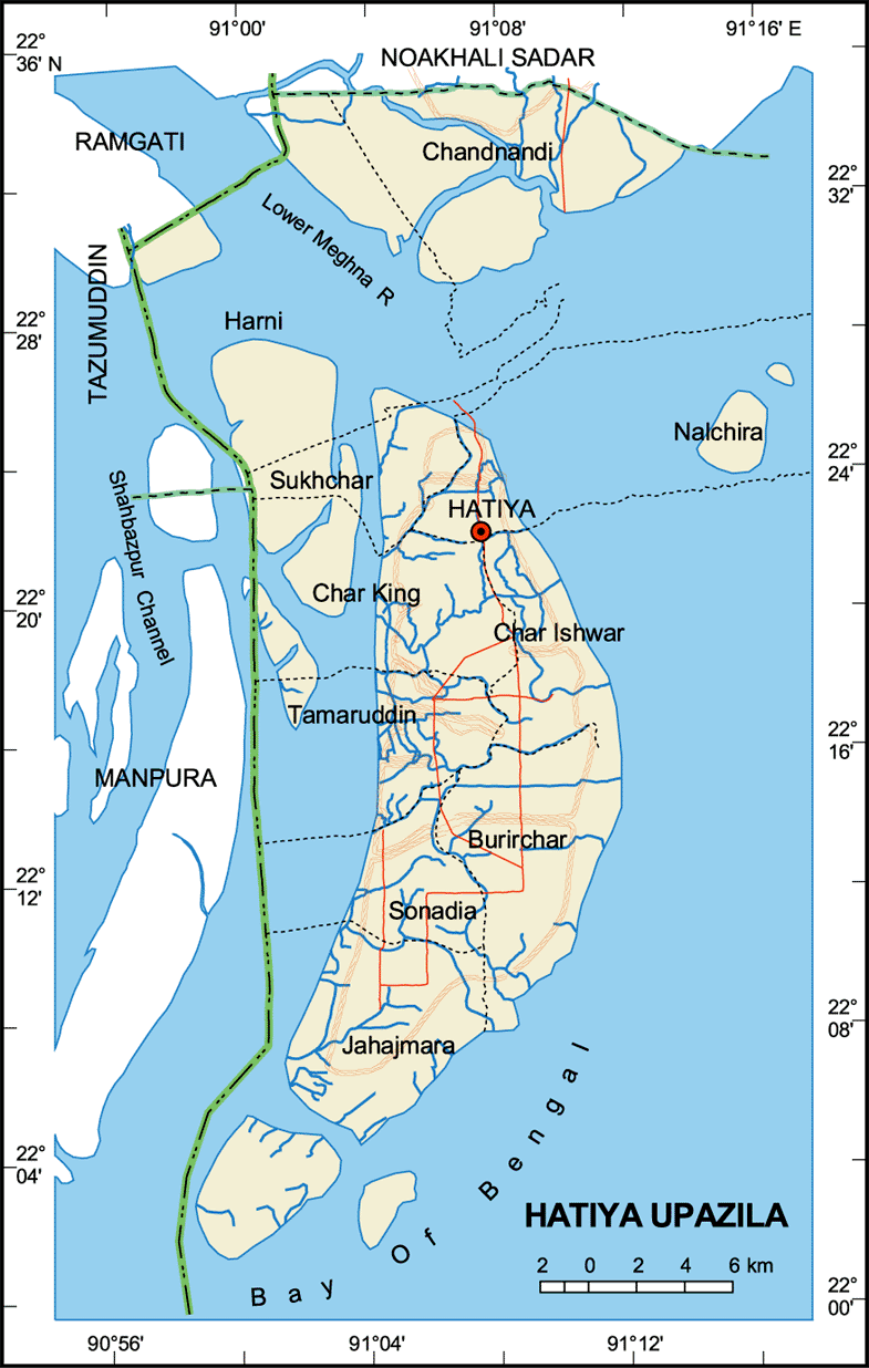 Hatiya Upazila Map Noakhali District Bangladesh