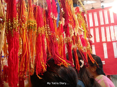 Colorful rakhi designs displayed in shops - Raksha Bandhan, Mumbai