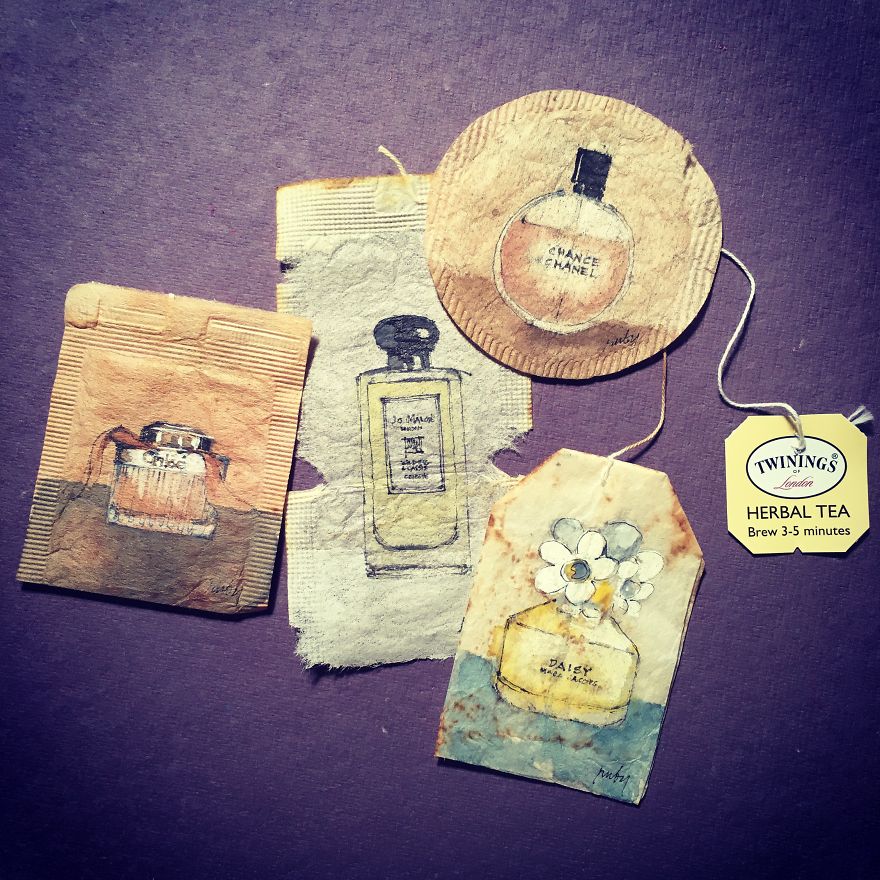 Drawing on a tea bag paper art craft projects
