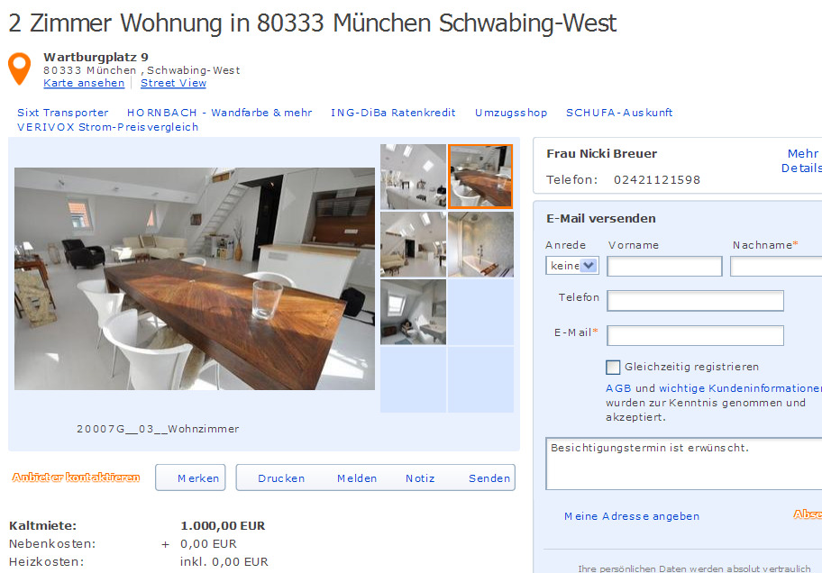 wohnungsbetrug.blogspot.com: 2 Zimmer Wohnung in 80333 München Schwabing-West Wartburgplatz 9 ...