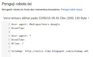 Penguji Robots.txt Google Webmaster