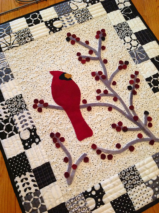 Quilting Land Redbird and Berries Mini Quilt