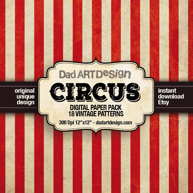 Vintage Circus Patterns Digitale Paper Pack 01