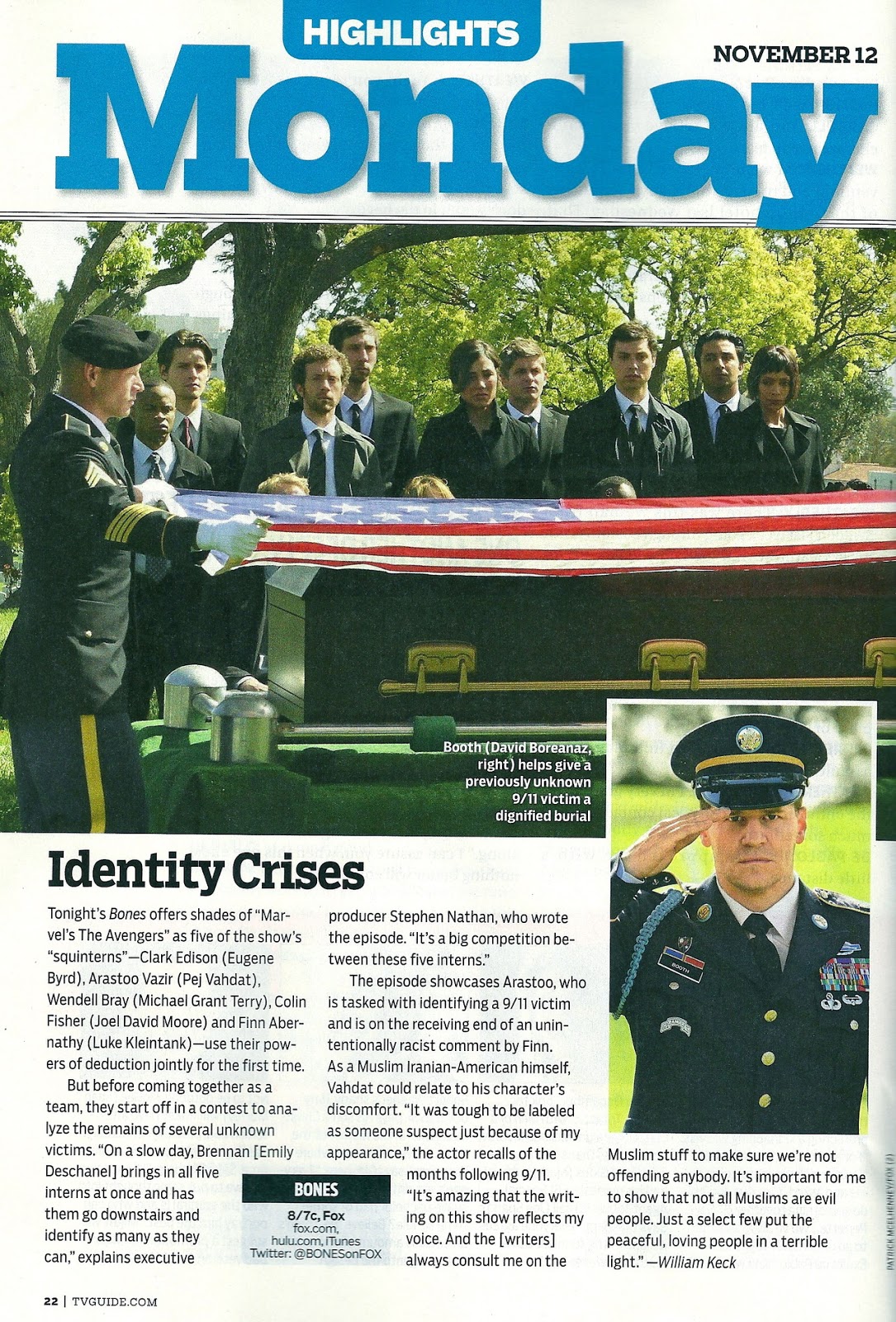 BonesBoothLover Foto de la Revista TV GUIDE Bones 8x06 The Patriot