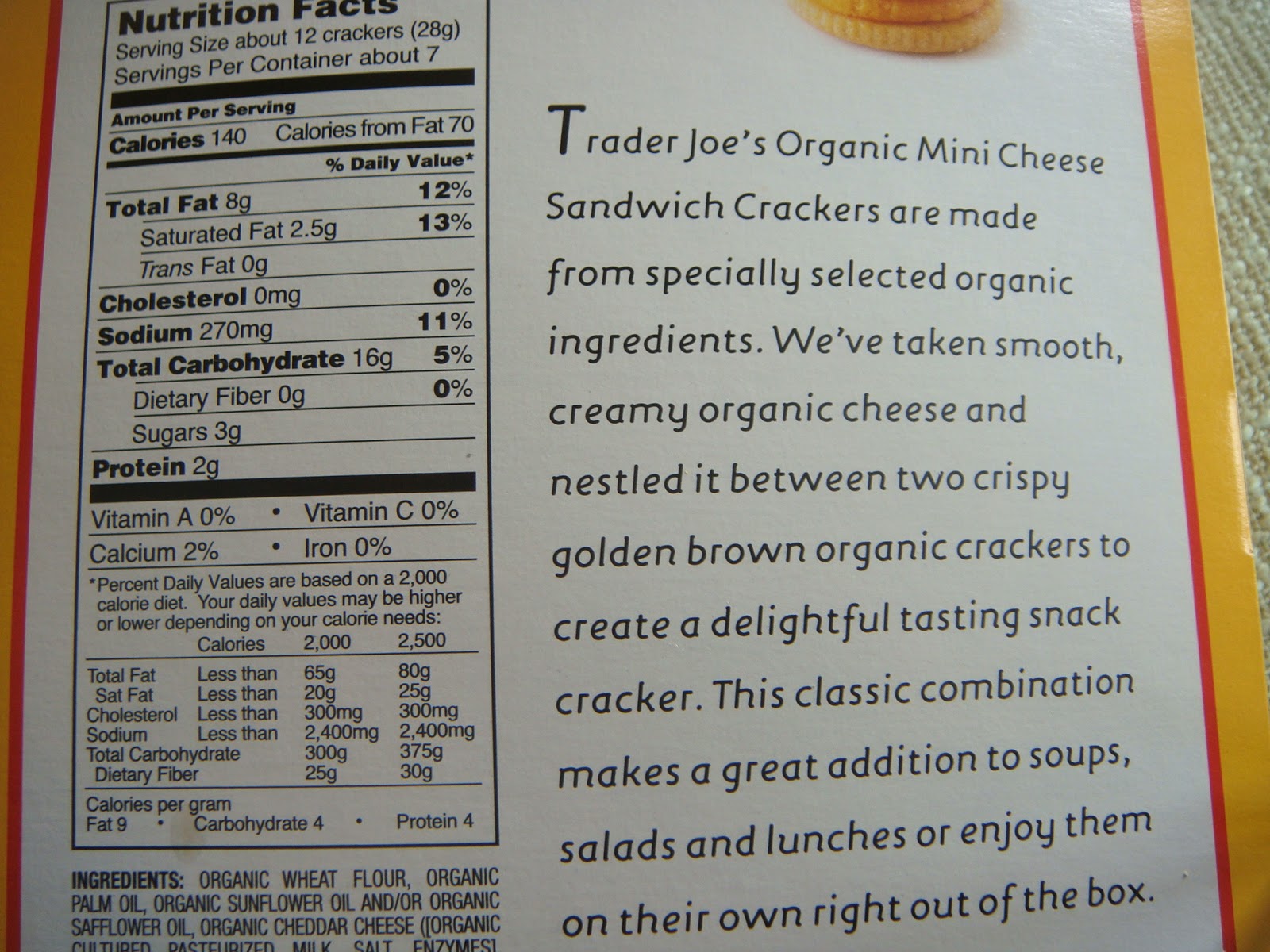 jensblogawog REVIEW Trader Joe's Organic Mini Cheese Sandwich Crackers