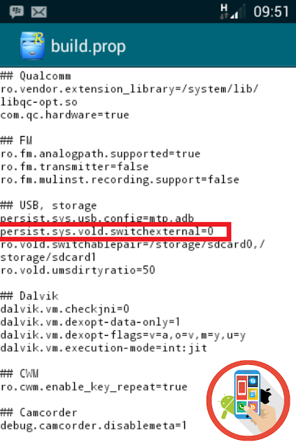 Root Explorer persist.sys.vold.switchexternal=0