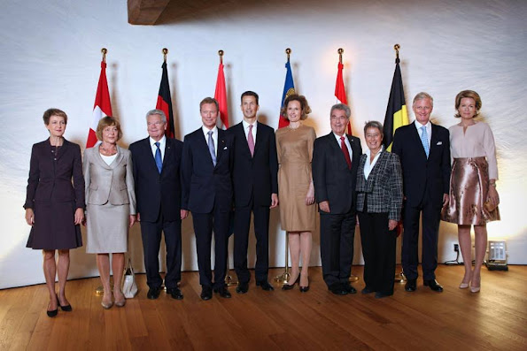 Mrs Simonetta Sommaruga, President of the Federal Republic of Germany, Joachim Gauck and Mrs Daniela Schadt, Grand Duke Henri of Luxembourg, HSH Hereditary Prince Alois and HRH Hereditary Princess Sophie of Liechtenstein,  Federal President of the Republic Austria, Dr. Heinz Fischer and Mrs. Margit Fischer,  king Philippe and Queen Mathilde