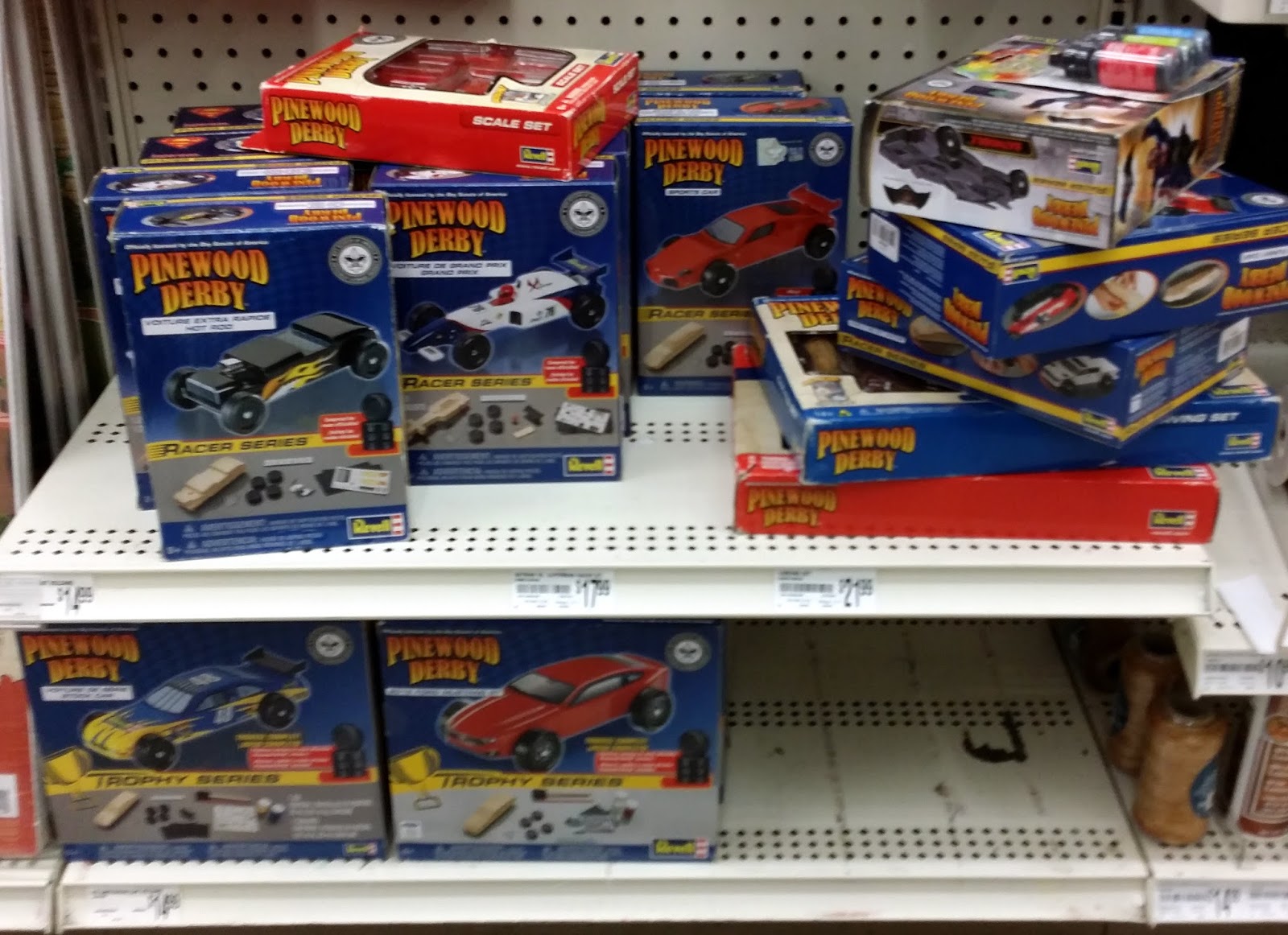 Just A Car Guy the Revell Pinewood Derby section in Michaels arts n