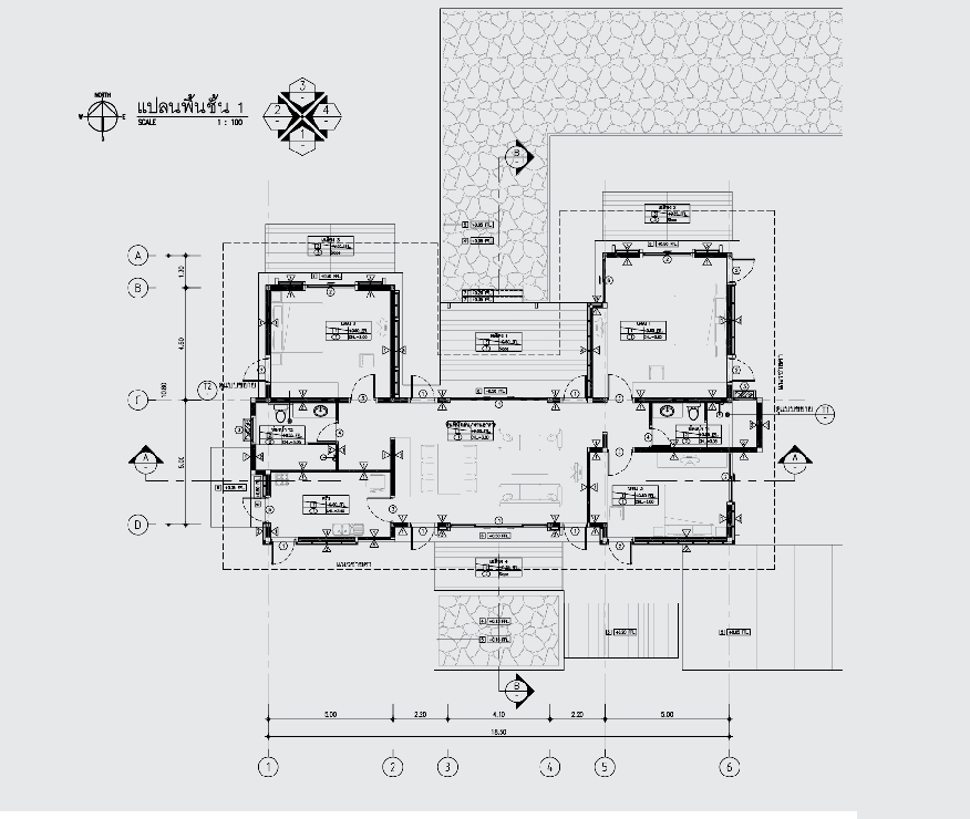 Single Story Three Bedrooms House Plan Designed For 150 Square Meters.