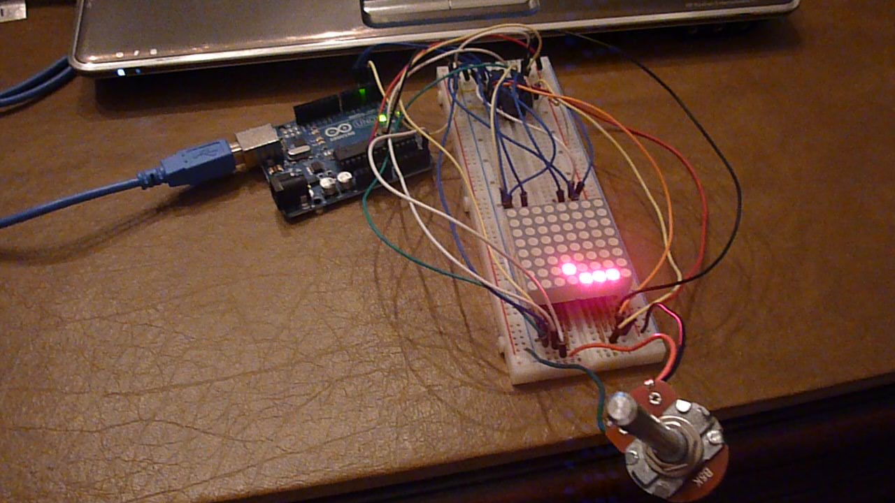 Hands On Arduino Project 22 LED Dot Matrix Display Pong Game