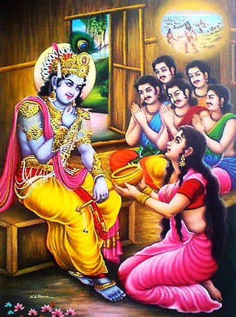 Shri Krishna, Draupadi and Pandavas