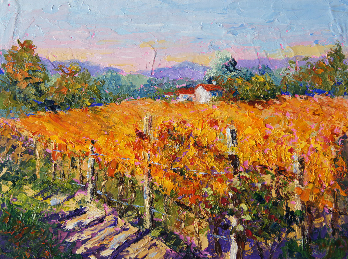 Palette Knife Painters, International Autumn Light, Provence Vineyard