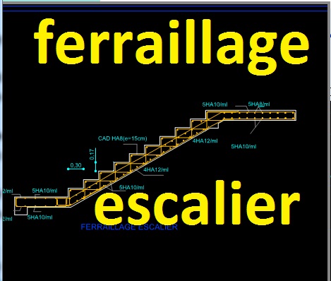 exemple de plan ferraillage pour ascalier en format DWG autocad.