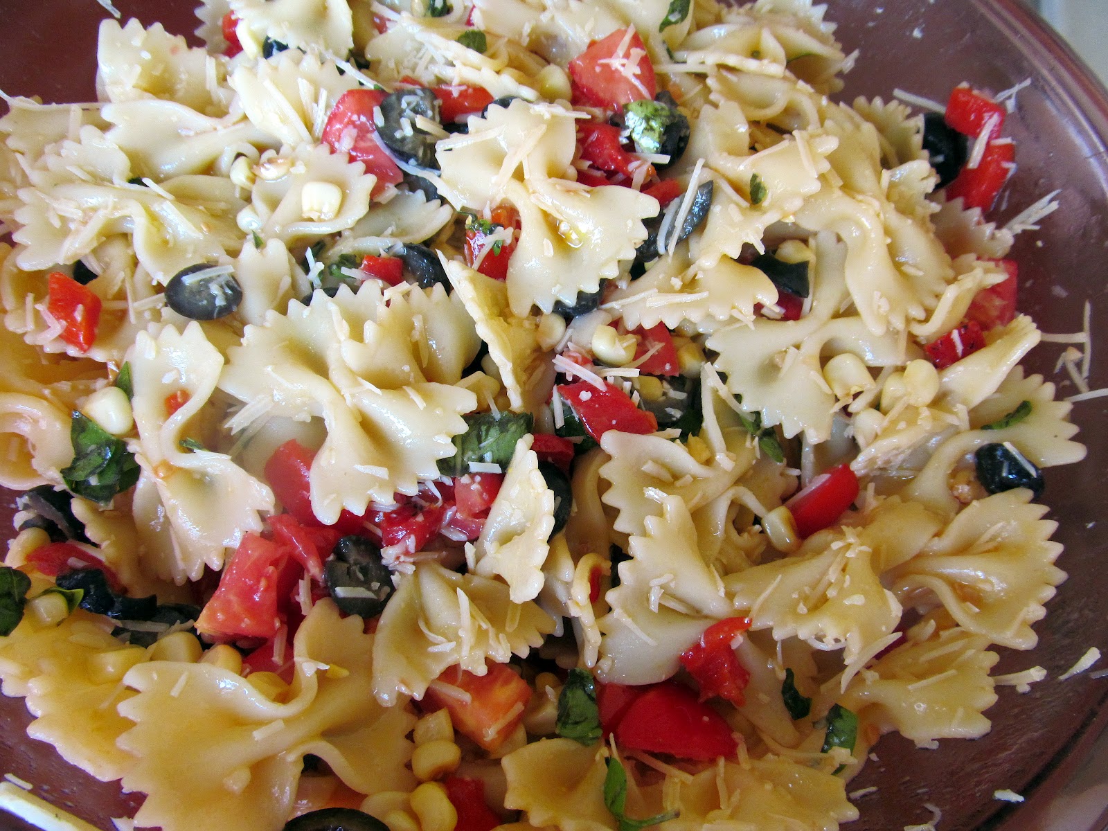 Think, Love, Sleep, Dine Pasta Salad with Roasted Corn and Olives