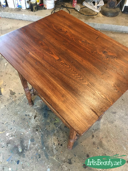 brown mahogany gel stain makeover for wicked emerald green library table makeover