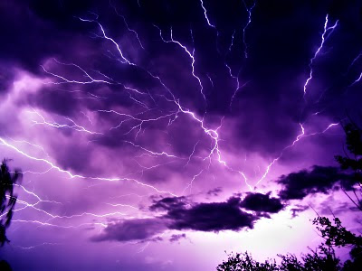 Purple Lightning & Thunder Clouds