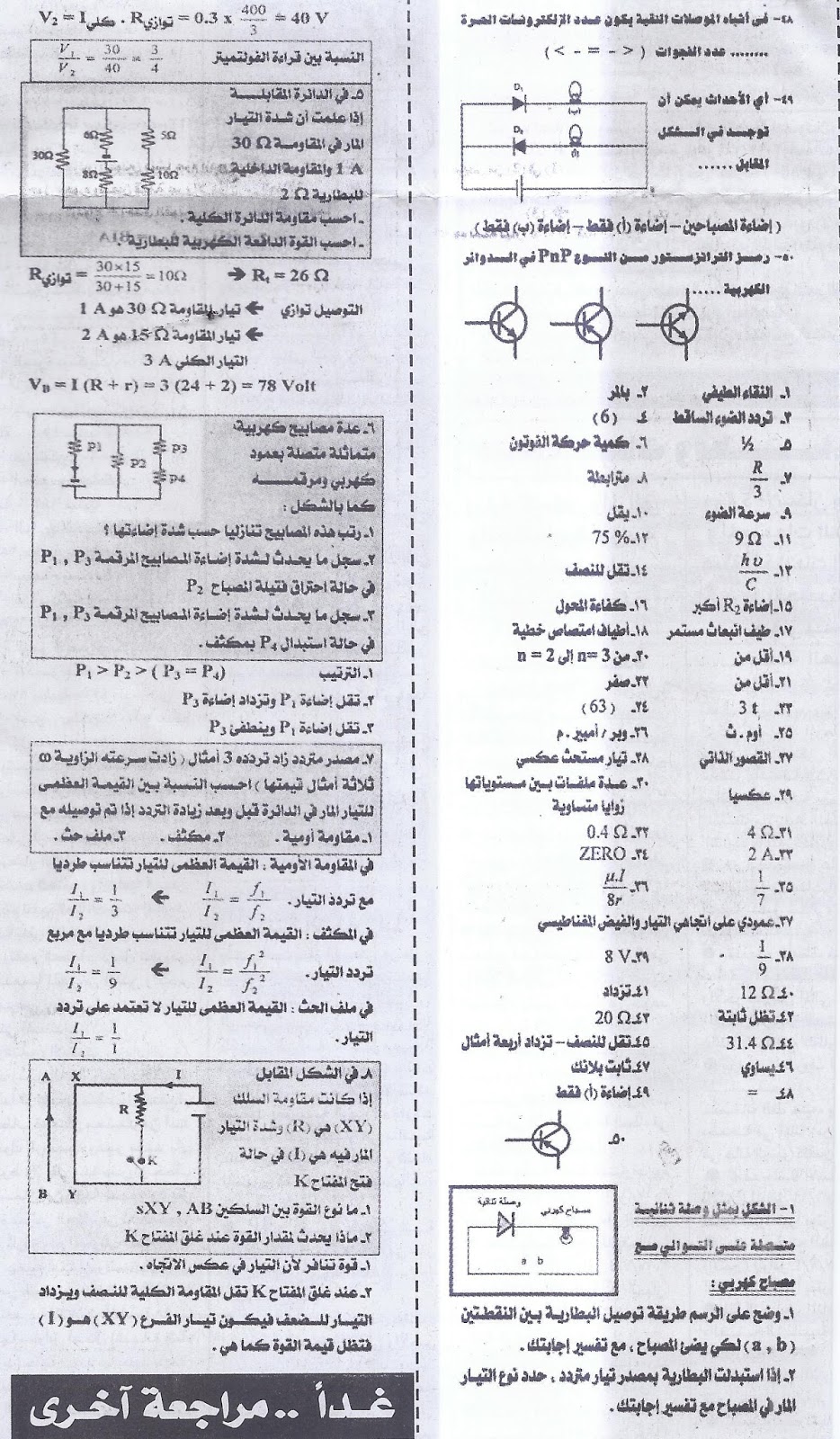 بنك توقعات الفيزياء.. لثالثة ثانوي - ملحق الجمهورية الجزء الاول 11